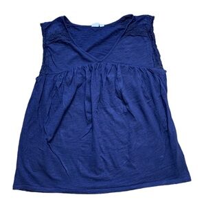 GAP Lace Trim Tank Top With V Cut Navy Blue Size Medium